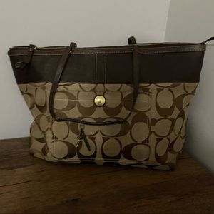 Large authentic tan/brown coach purse